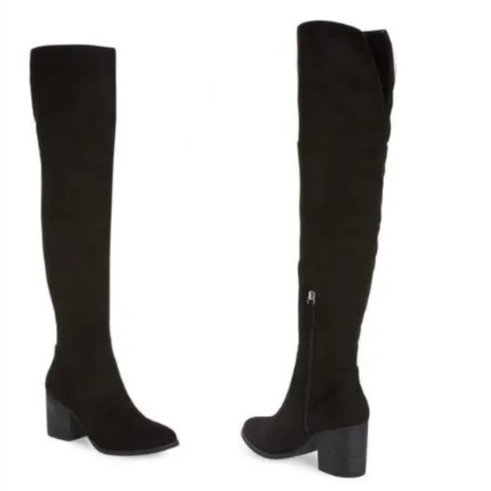 BP Luke Boot Women's Size 7M Over-The-Knee Black Faux Suede Sleek Sexy Boot